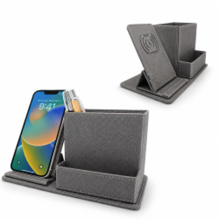 Füme Wireless Masaüstü Kalemlik 10W Kablosuz Şarjlı Telefon Standlı Organizer